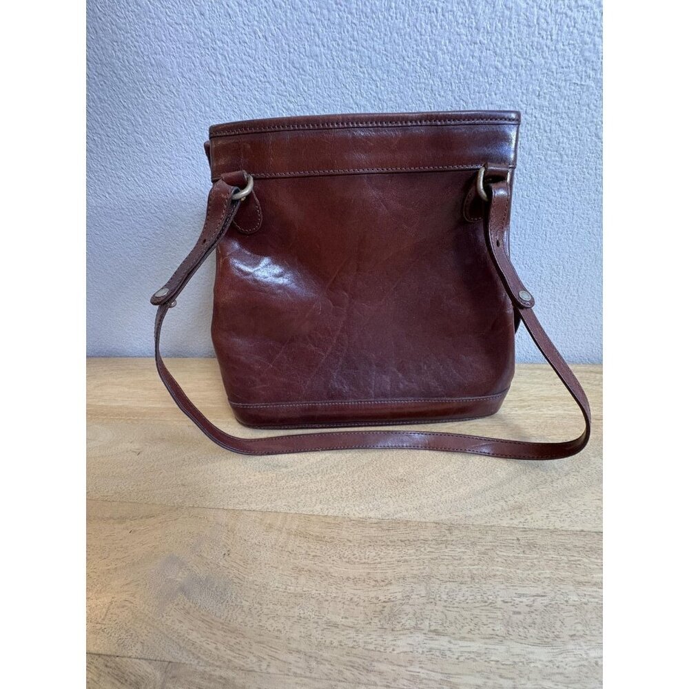 Brahmin Brown Leather Shoulder Bag Womens Medium Adjustable Strap Tote Purse